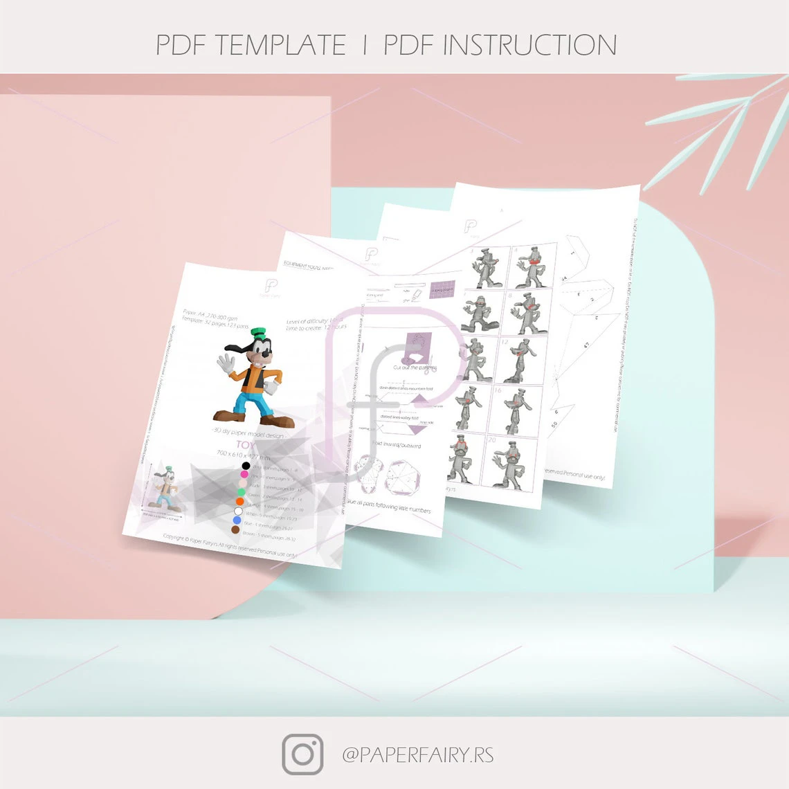 Low poly Goofy Toy 3d papercraft sculpture, Doll 3D paper model