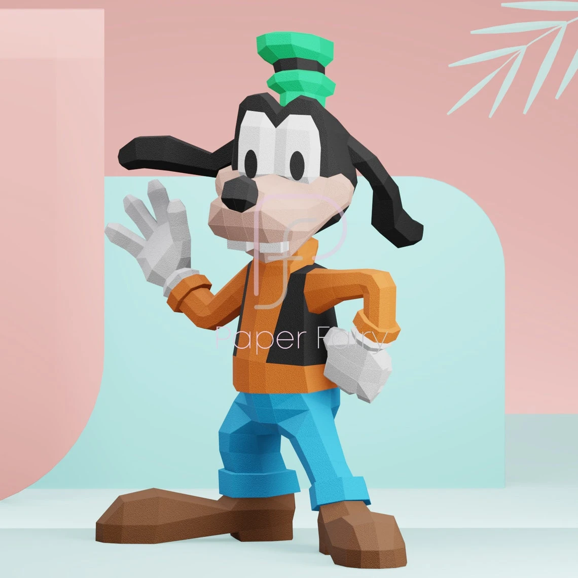 Low poly Goofy Toy 3d papercraft sculpture, Doll 3D paper model