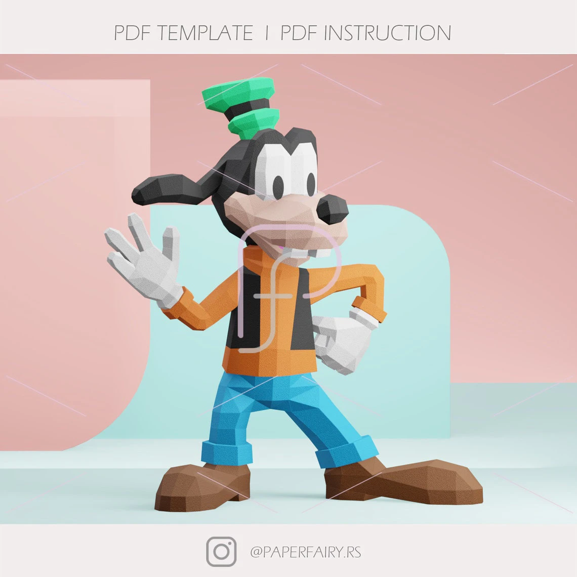 Low poly Goofy Toy 3d papercraft sculpture, Doll 3D paper model