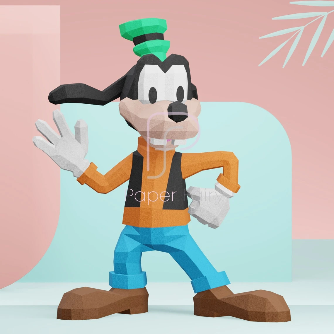 Low poly Goofy Toy 3d papercraft sculpture, Doll 3D paper model