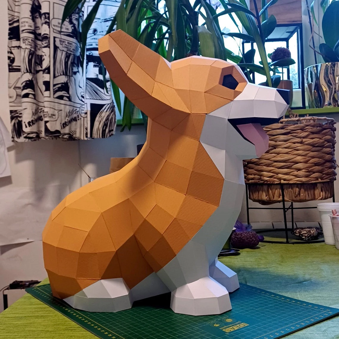 Corgi Papercraft 3D DIY dog low poly paper crafts puppy decor model template