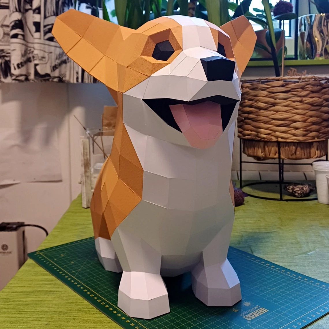 Corgi Papercraft 3D DIY dog low poly paper crafts puppy decor model template