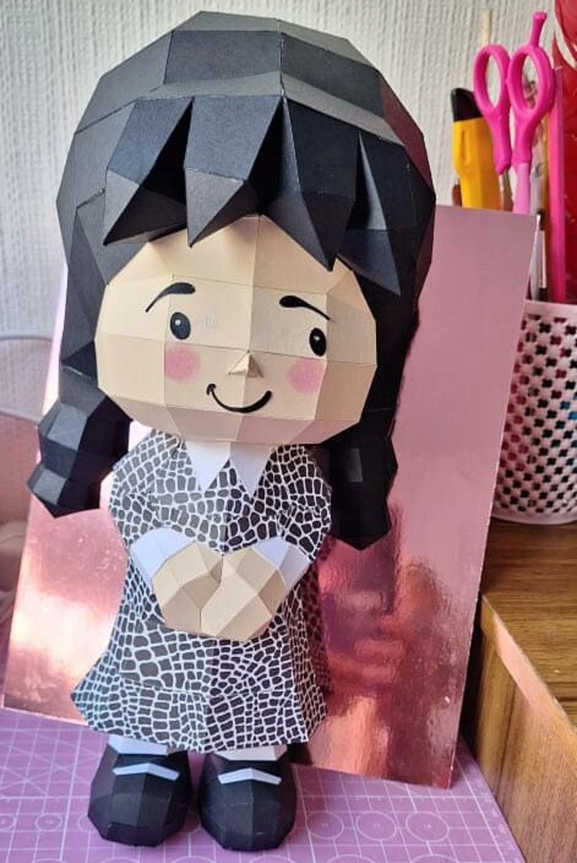 Princess Merlina/ Wednesday/ The Addams Family/ DiY Craft/ Template PDF/ Low Poly/ Papercraft/ 3D Doll/ Origami/ Home decor