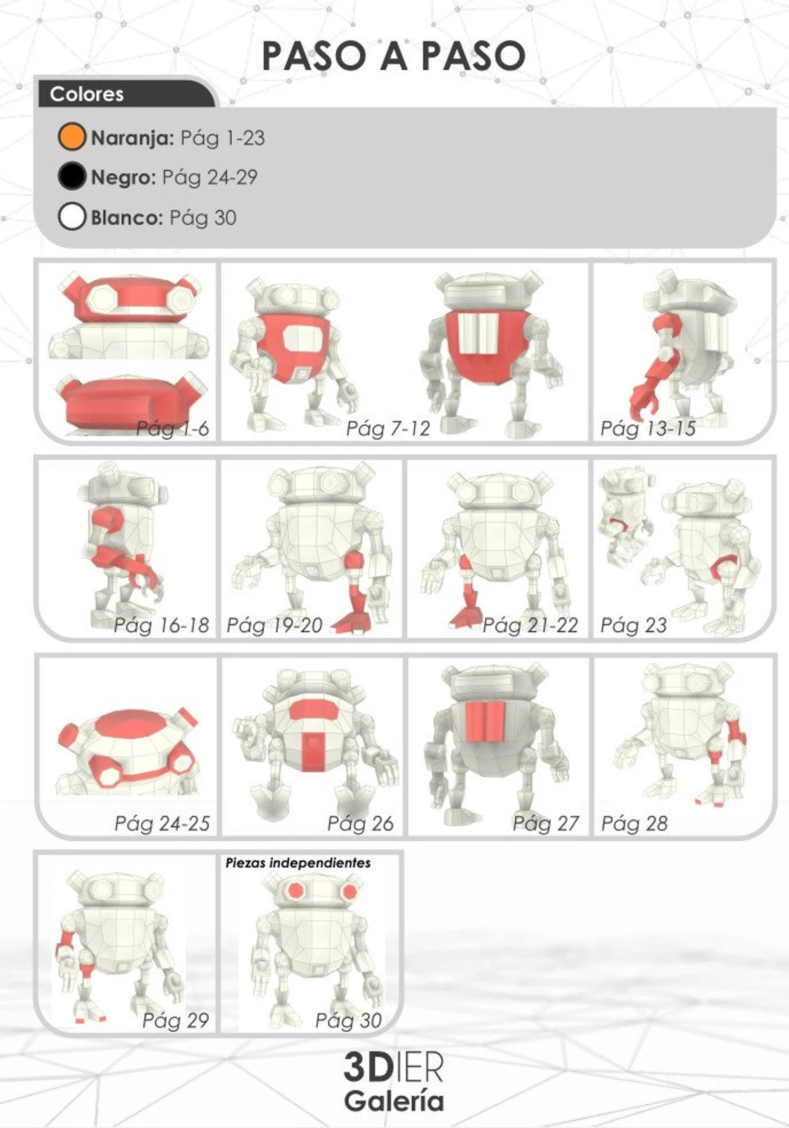 Steampunk Robot PDF Papercraft Templates, Paper Art and Craft for Home Decor, DIY, 3DIER, PDF Patterns, Papercraft Templates, Low Poly