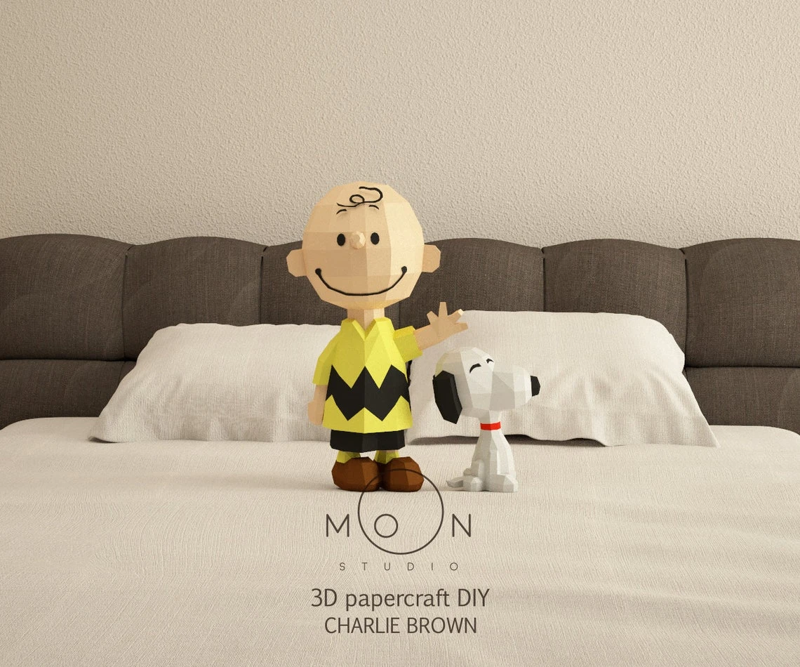 Charlie Brown, DIY, Papercraft, PDF, Low Poly, Cricut, Maker, Cameo, Paper, Snoopy, Peanuts, Series, Animation