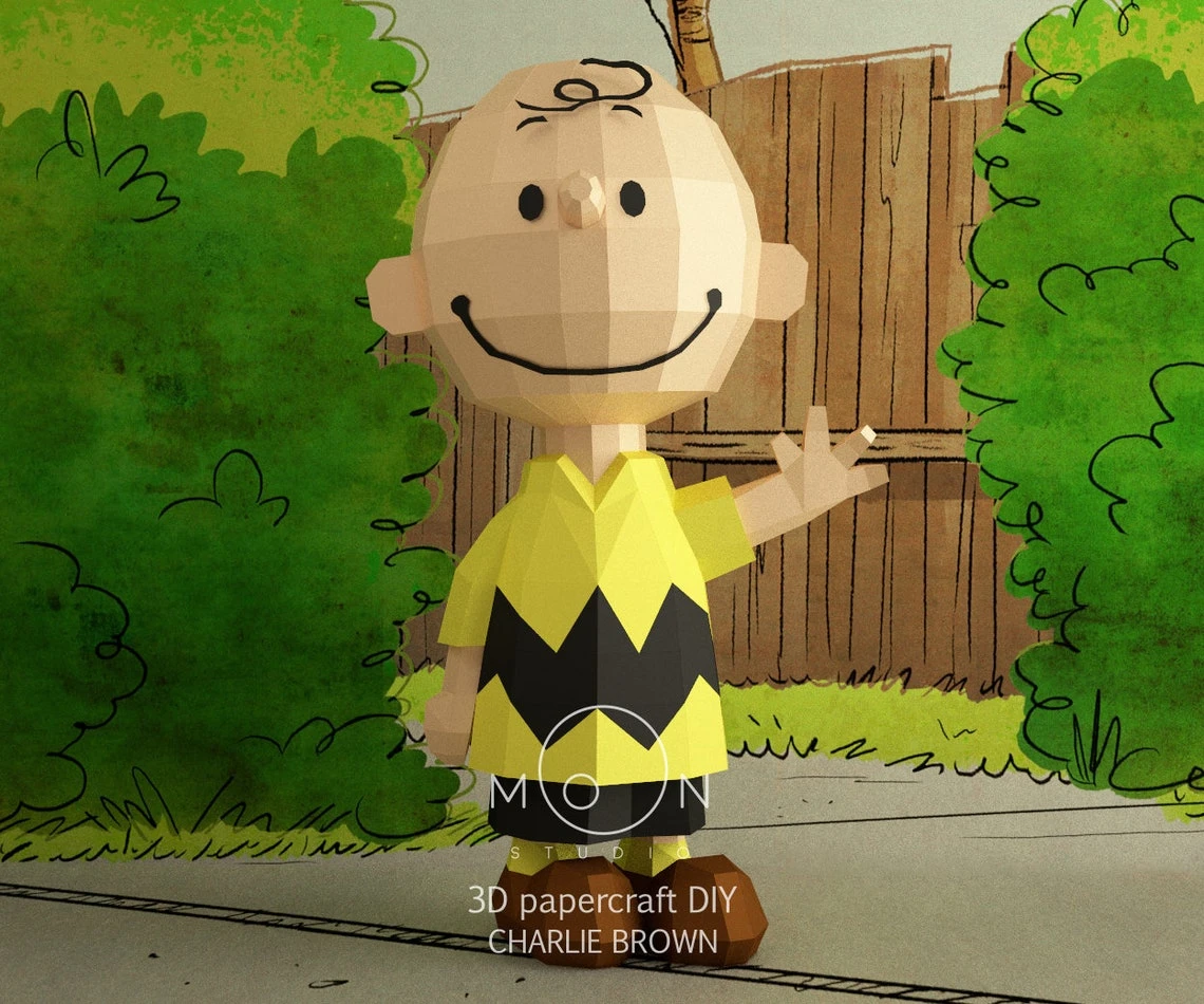 Charlie Brown, DIY, Papercraft, PDF, Low Poly, Cricut, Maker, Cameo, Paper, Snoopy, Peanuts, Series, Animation