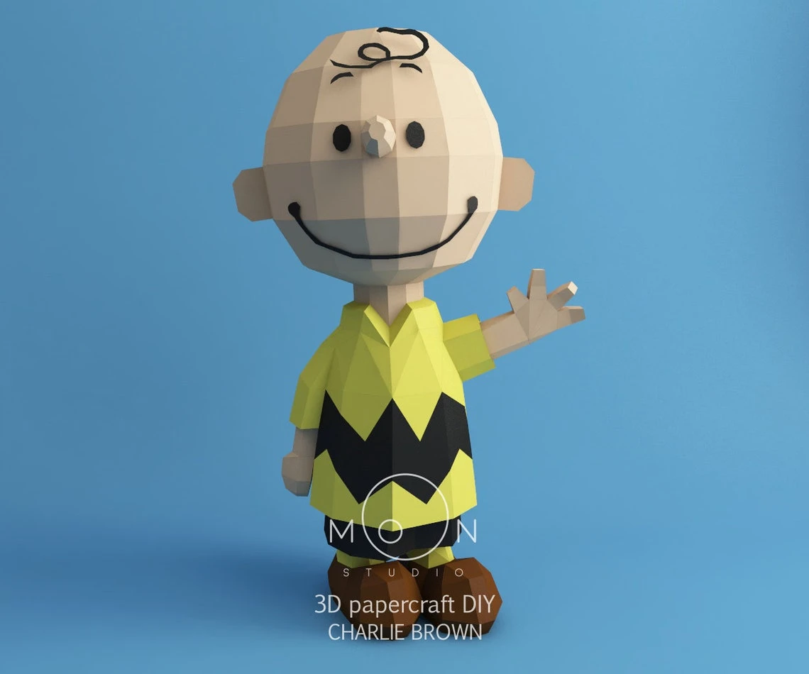 Charlie Brown, DIY, Papercraft, PDF, Low Poly, Cricut, Maker, Cameo, Paper, Snoopy, Peanuts, Series, Animation