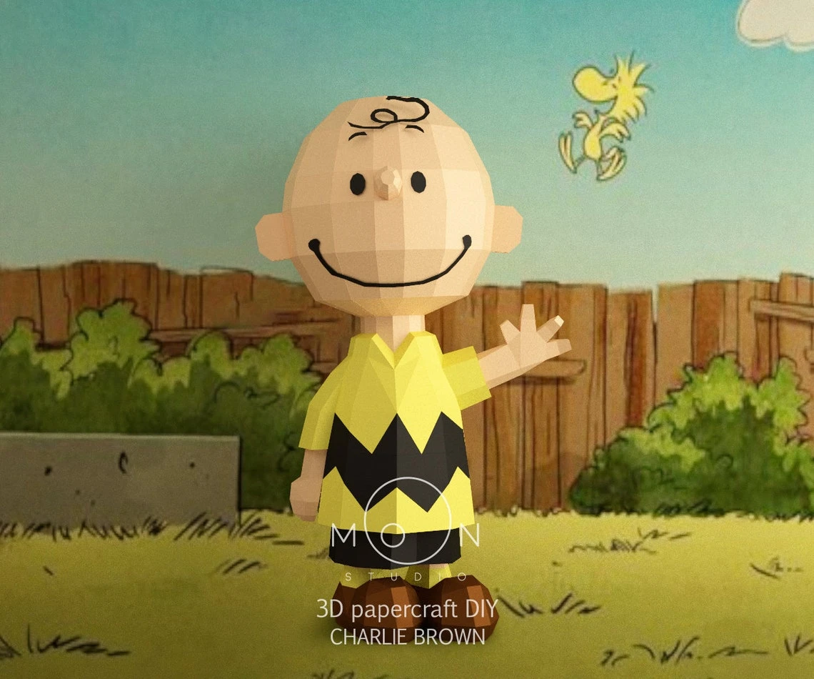 Charlie Brown, DIY, Papercraft, PDF, Low Poly, Cricut, Maker, Cameo, Paper, Snoopy, Peanuts, Series, Animation