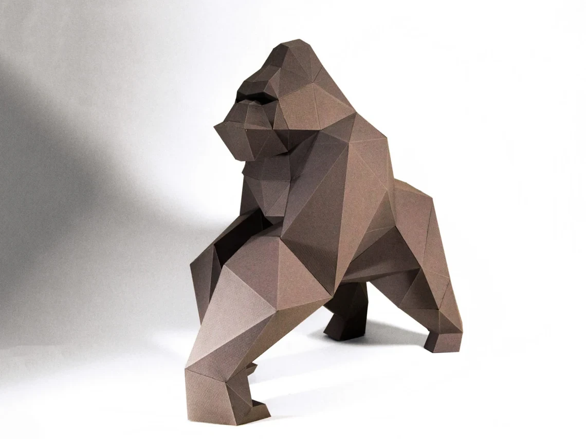 Gorilla Model , King Kong Paper Craft, Digital Template, Origami, PDF Download DIY, Low Poly, Trophy, Sculpture, svg files for cricut