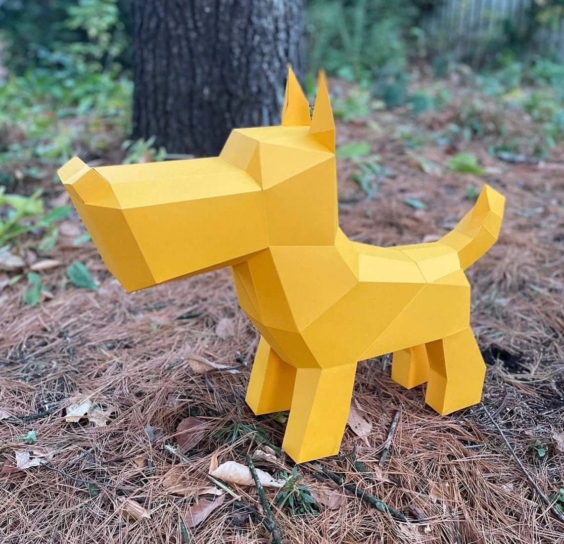 cartoon dog papercraft. You get a PDF digital file template and instructions for this DIY (do it yourself) modern paper sculpture.