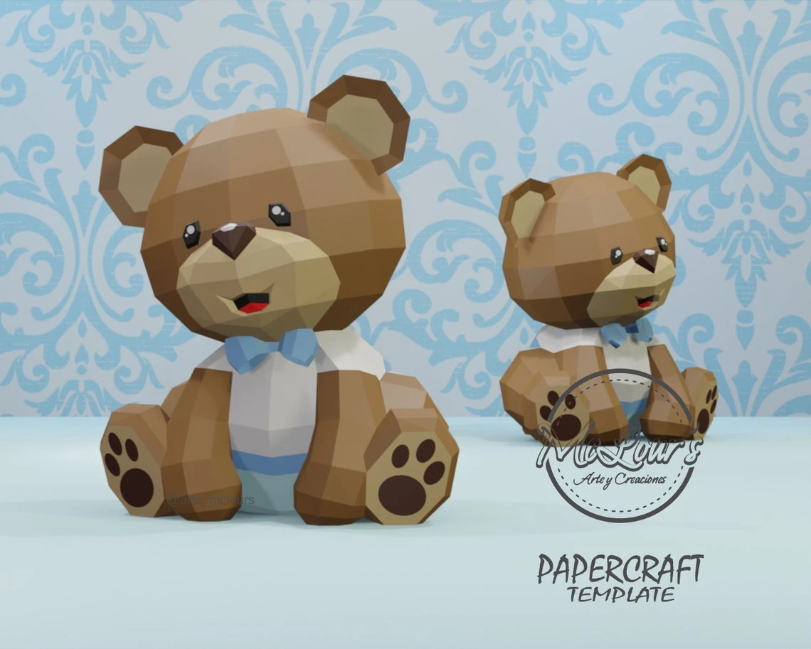 Sitting Bear/ Cute Bear/ Template PDF/ Low Poly/ Papercraft Sitting Bear/ 3D Bear/ Oso Sentado/ Craft/ Origami/ Home decor