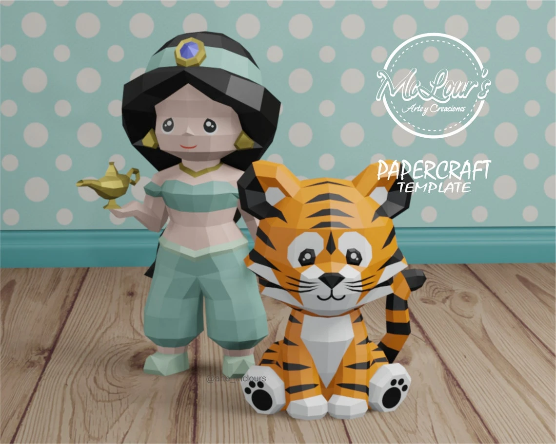 Sitting Tiger/ Aladdin/ DiY Craft/ Template PDF/ Low Poly/ Papercraft/ 3D Tigre/ Origami/ Home decor