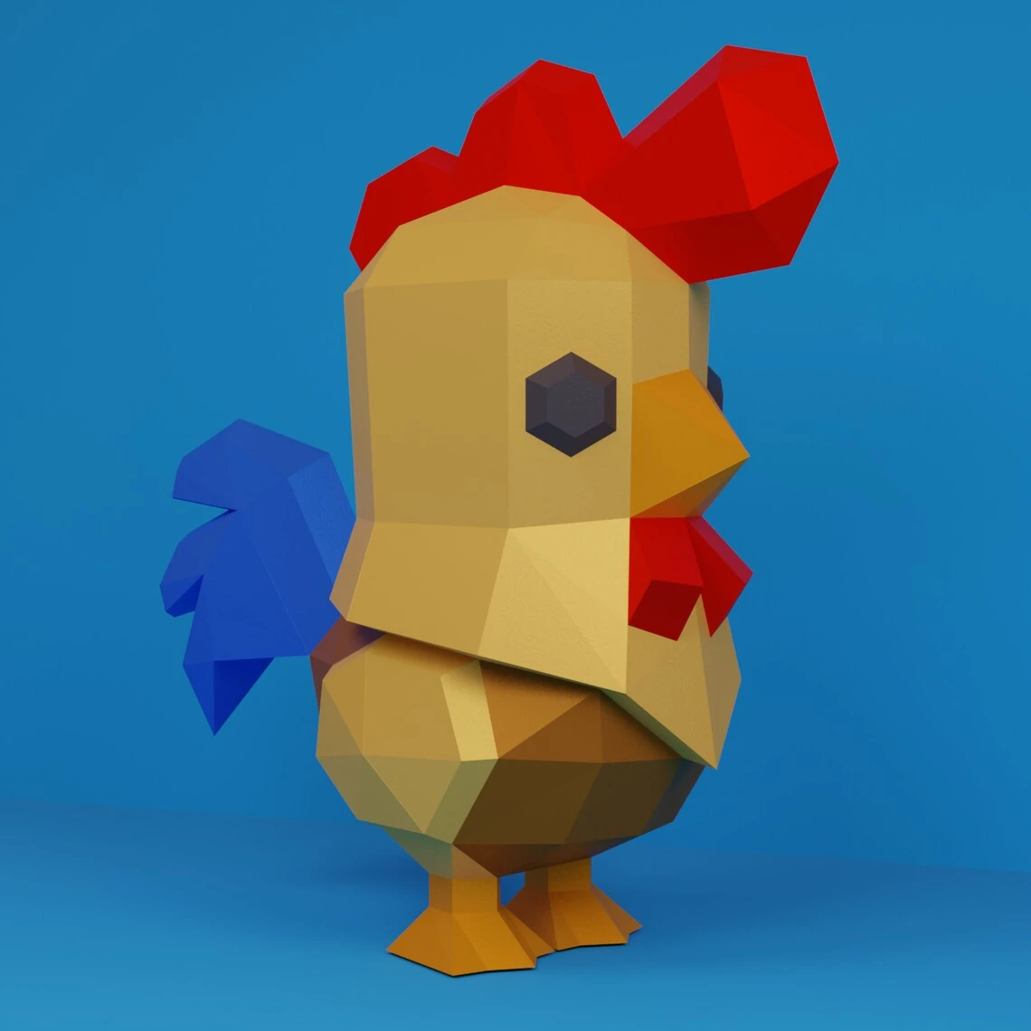 3D Low Poly Rooster DIY | Printable Papercraft | Unique Geometric Decoration | Original Gift | Relaxing Craft | PDF model