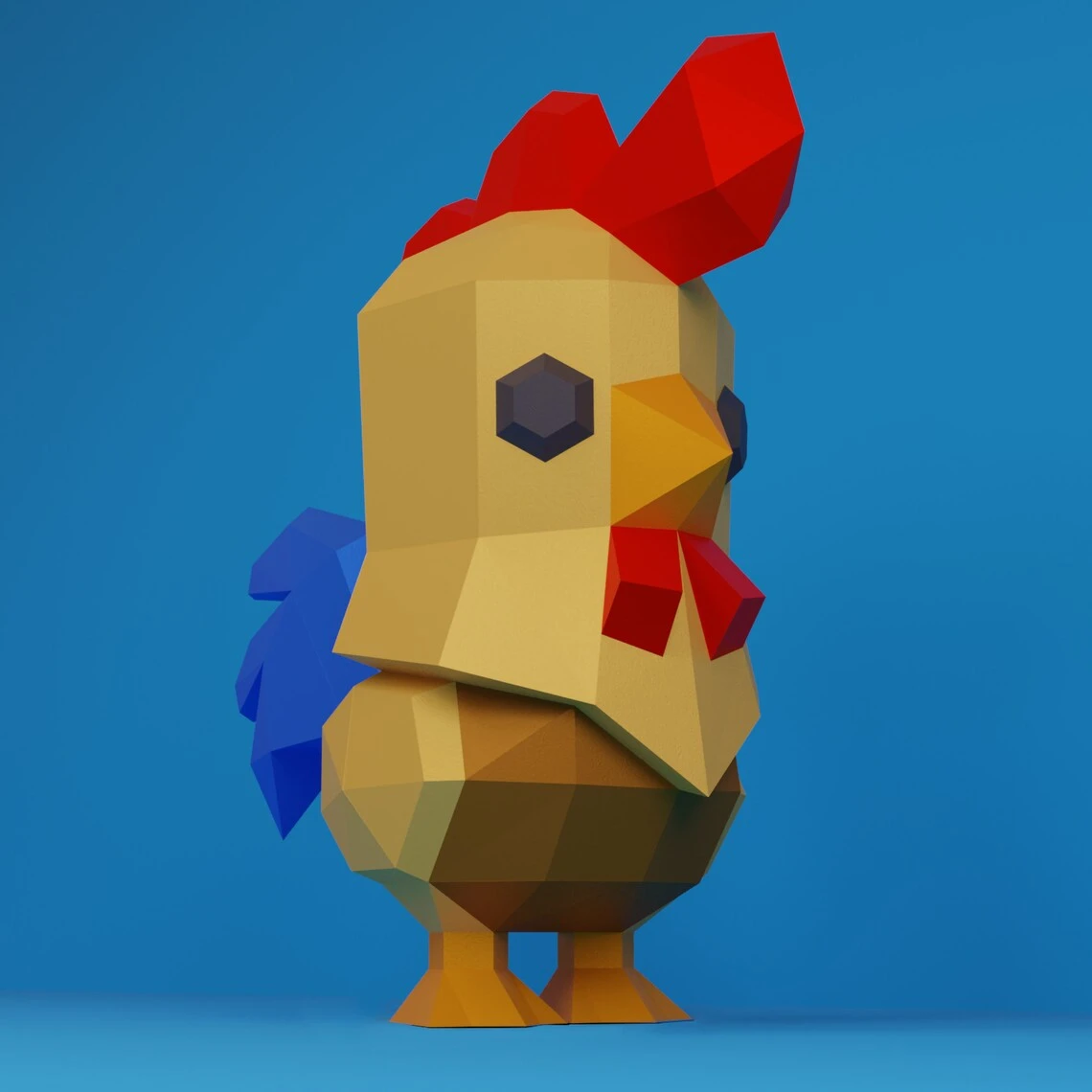 3D Low Poly Rooster DIY | Printable Papercraft | Unique Geometric Decoration | Original Gift | Relaxing Craft | PDF model