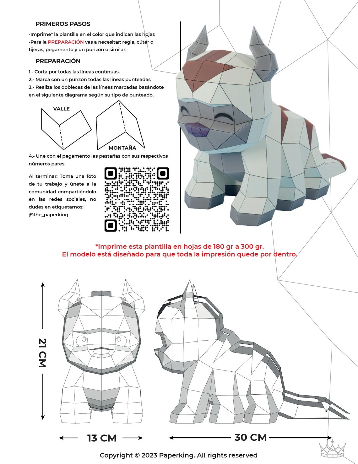 Appa, Flying Bison Papercraft 3D, pepakura Pdf template Low polygonal Paper Sculpture Diy Decor home loft office lover gift