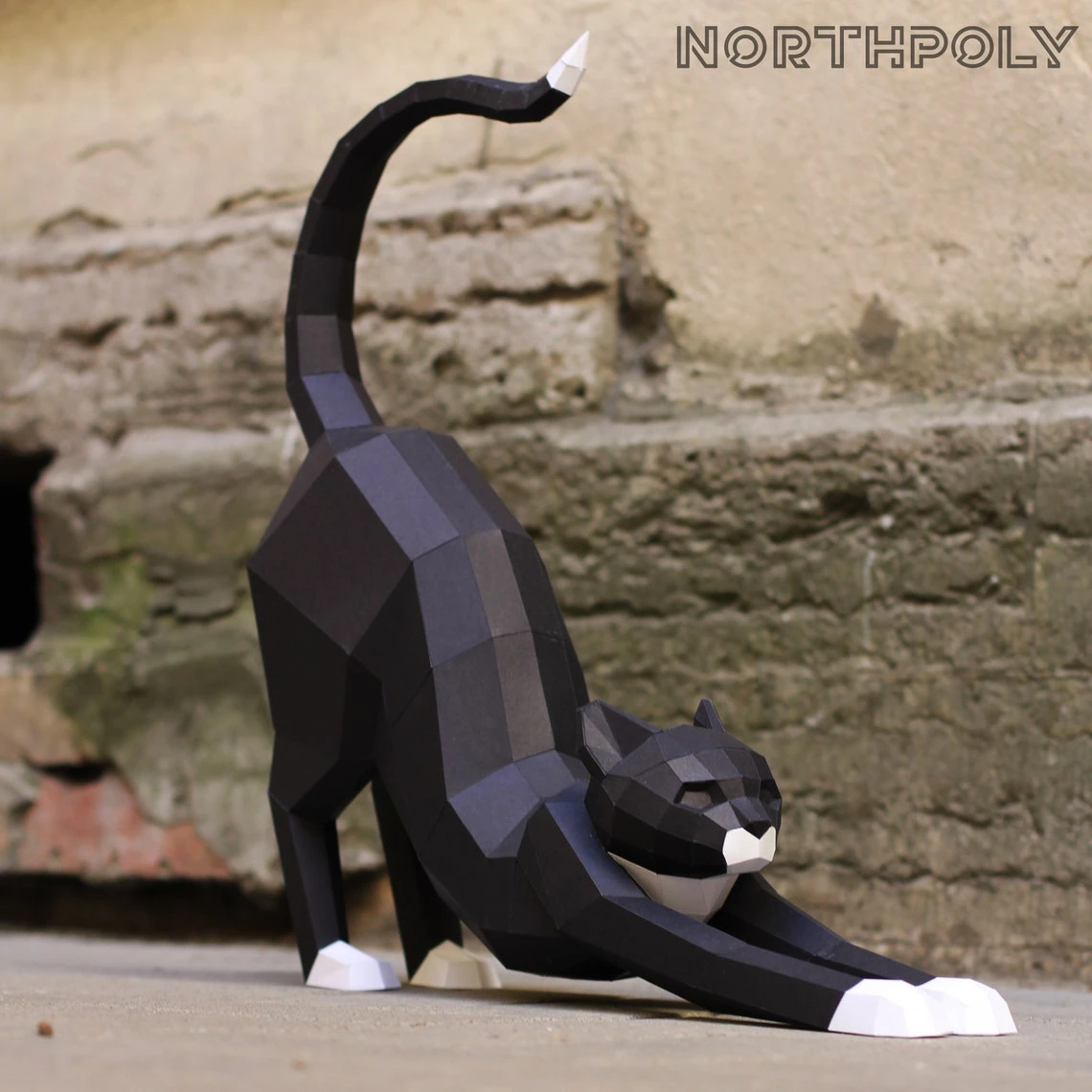 Papercraft Cat Good Morning, Pdf, Gurko, Pepakura, Template, 3D Origami, Paper Sculpture, Low Poly, DIY Craft