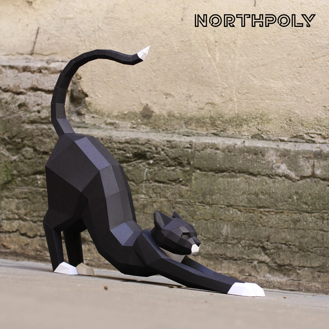 Papercraft Cat Good Morning, Pdf, Gurko, Pepakura, Template, 3D Origami, Paper Sculpture, Low Poly, DIY Craft