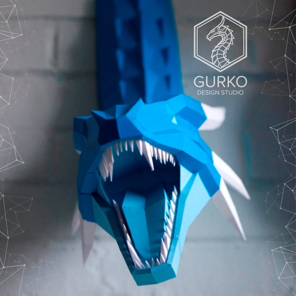 Ice Dragon Papercraft, Pdf, Gurko, Pepakura, Template, 3D Origami, Paper Sculpture, Low Poly, DIY Craft