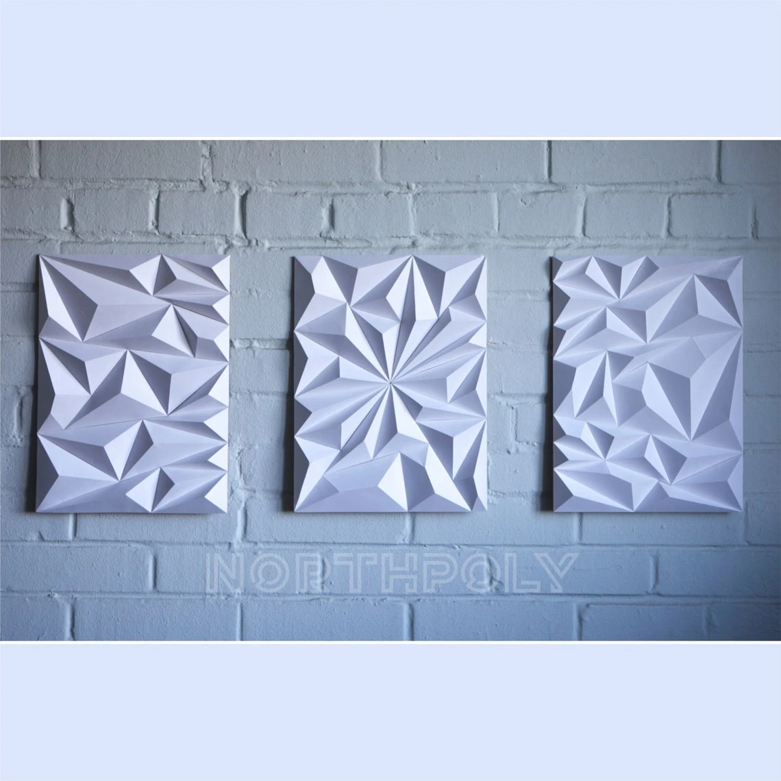 Geometric Pattern Triptych Papercraft, Pdf, Gurko, Pepakura, Template, 3D Origami, Paper Sculpture, Low Poly, DIY Craft