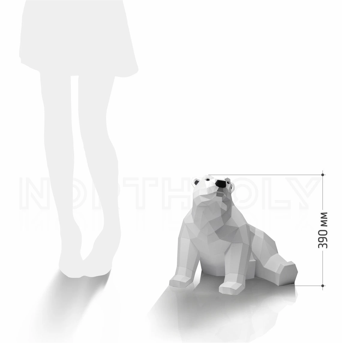 Baby Polar Bear (390 mm) Papercraft, Pdf, Gurko, Pepakura, Template, 3D Origami, Paper Sculpture, Low Poly, DIY Craft