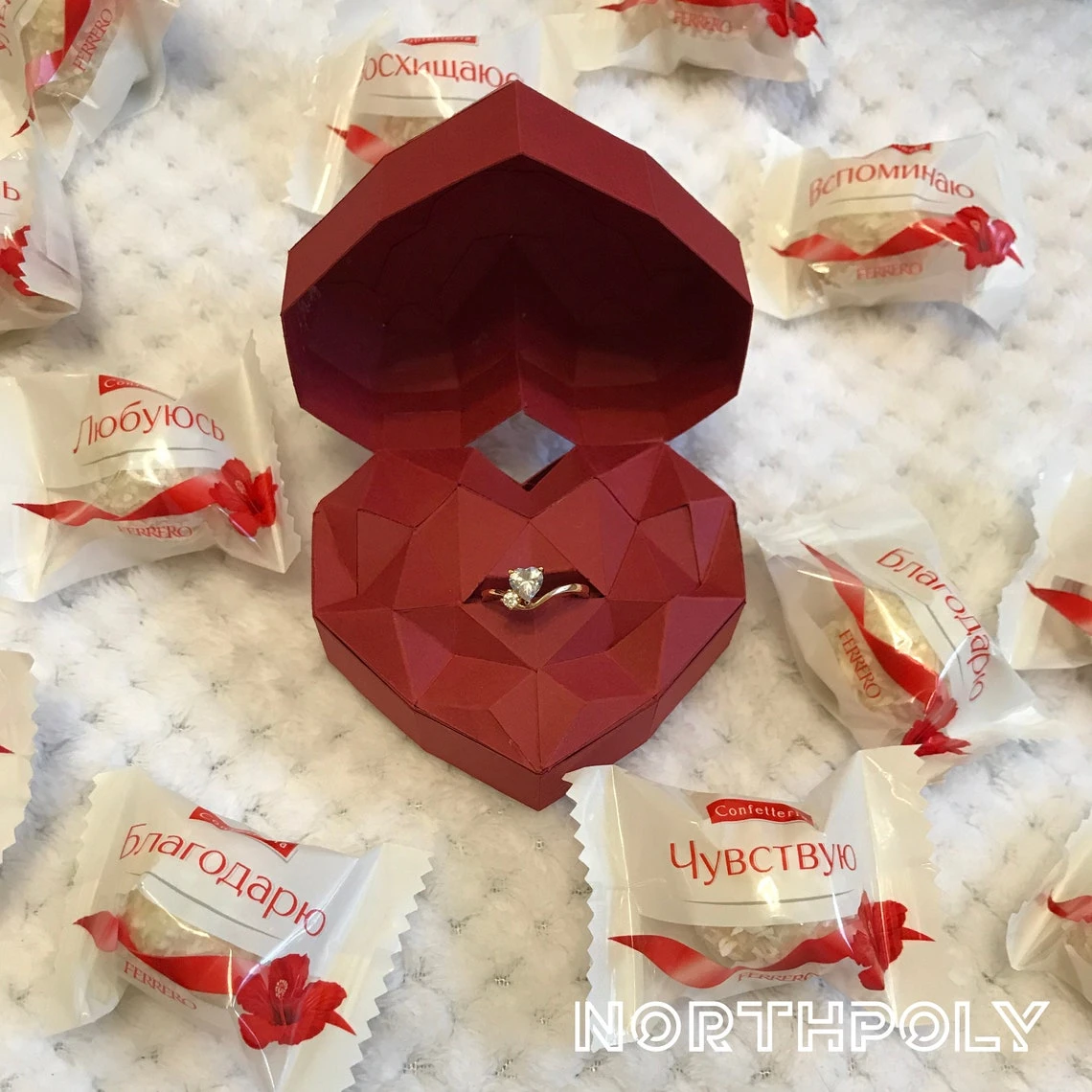 Papercraft Heart Box 2, St Valentines Day, Love, Pdf, Gurko, Pepakura, Template, 3D Origami, Paper Sculpture, Low Poly, DIY Craft