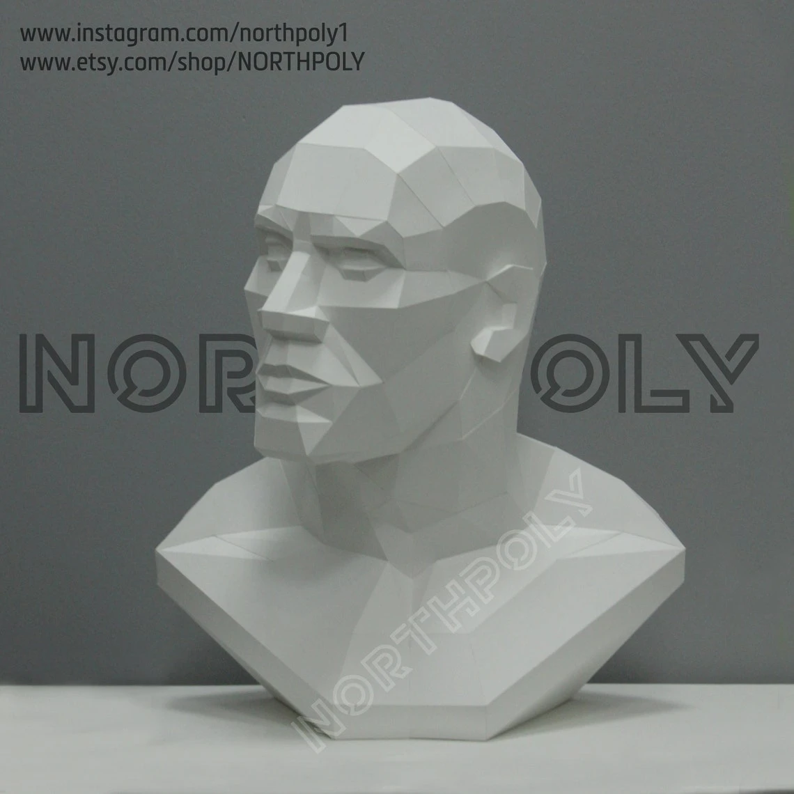 Male Bust Papercraft, Pdf, Gurko, Pepakura, Template, 3D Origami, Paper Sculpture, Low Poly, DIY Craft