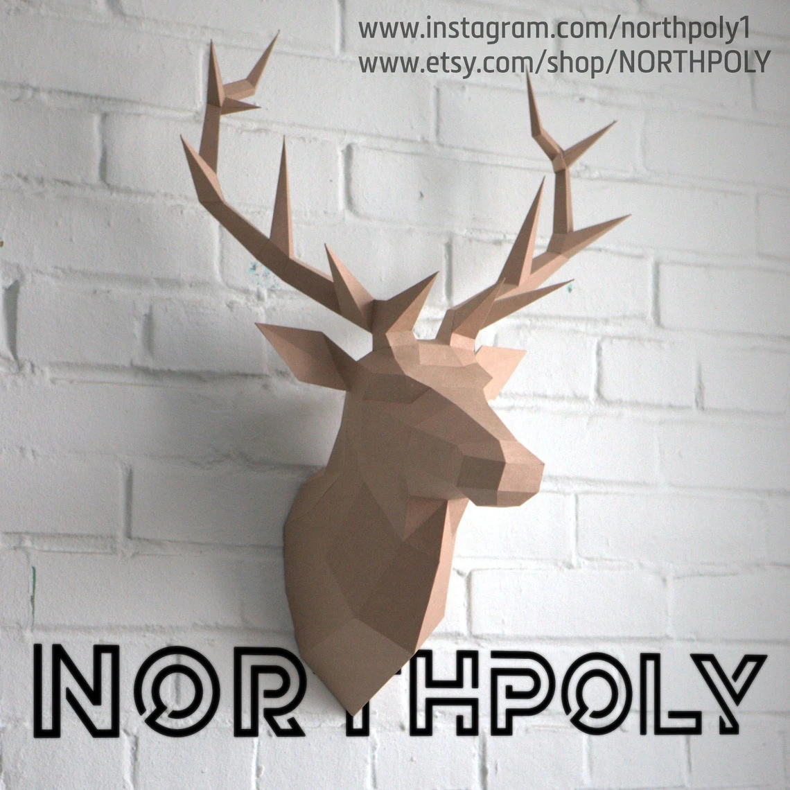 Papercraft Deer Head 3, Pdf, Gurko, Pepakura, Template, 3D Origami, Paper Sculpture, Low Poly, DIY Craft