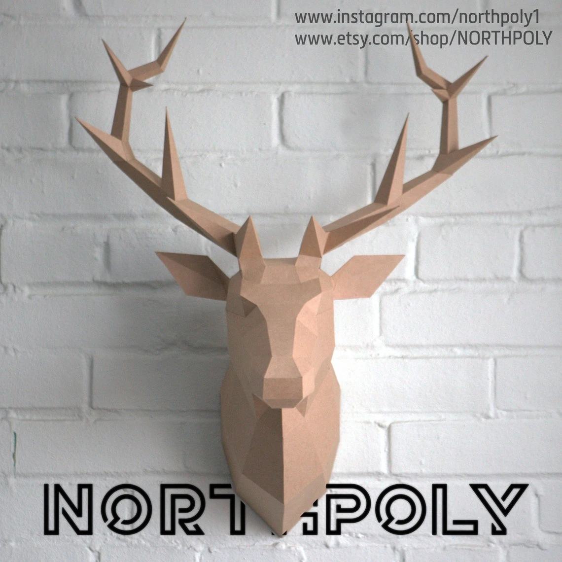 Papercraft Deer Head 3, Pdf, Gurko, Pepakura, Template, 3D Origami, Paper Sculpture, Low Poly, DIY Craft