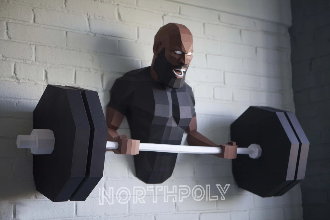 Papercraft Bust, Bicep Curls, Sport, Gym, Pdf, Gurko, Pepakura, Template, 3D Origami, Paper Sculpture, Low Poly, DIY Craft