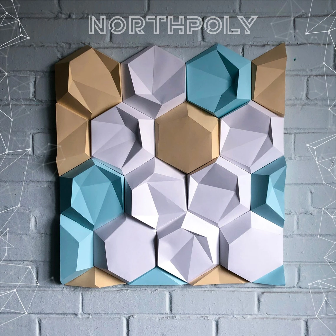 Hexagonal Tiles Papercraft, Pdf, Gurko, Pepakura, Template, 3D Origami, Paper Sculpture, Low Poly, DIY Craft