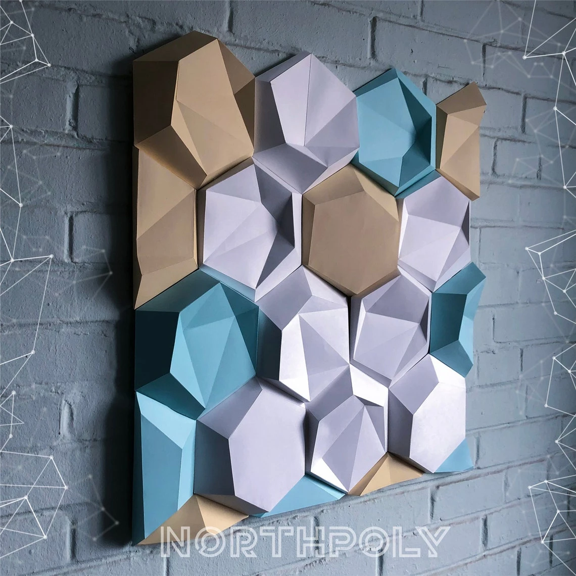 Hexagonal Tiles Papercraft, Pdf, Gurko, Pepakura, Template, 3D Origami, Paper Sculpture, Low Poly, DIY Craft