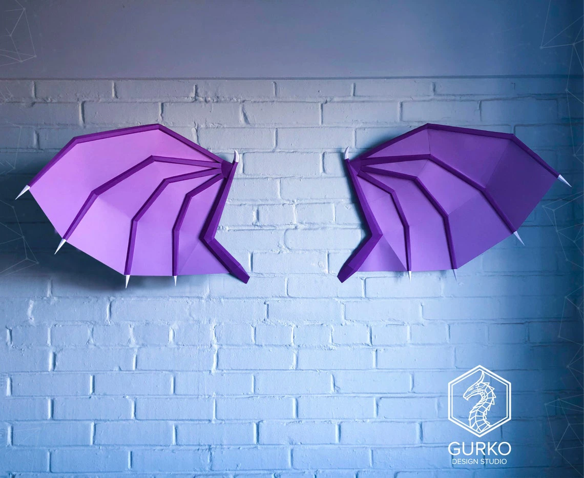 Dragon Wings Papercraft, Pdf, Gurko, Pepakura, Template, 3D Origami, Paper Sculpture, Low Poly, DIY Craft