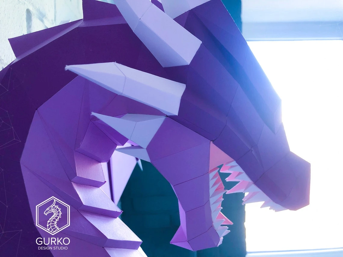 Awesome Dragon Papercraft, Pdf, Gurko, Pepakura, Template, 3D Origami, Paper Sculpture, Low Poly, DIY Craft