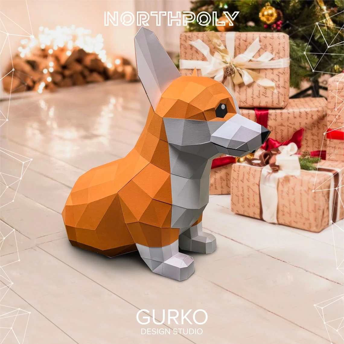 Papercraft Corgi Puppy, Dog, Pdf, Gurko, Pepakura, Template, 3D Origami, Paper Sculpture, Low Poly, DIY Craft