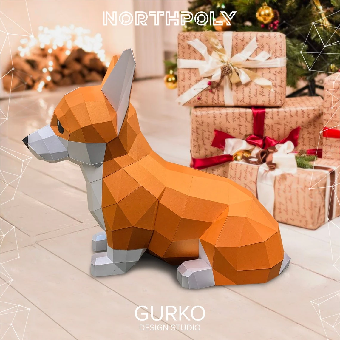 Papercraft Corgi Puppy, Dog, Pdf, Gurko, Pepakura, Template, 3D Origami, Paper Sculpture, Low Poly, DIY Craft