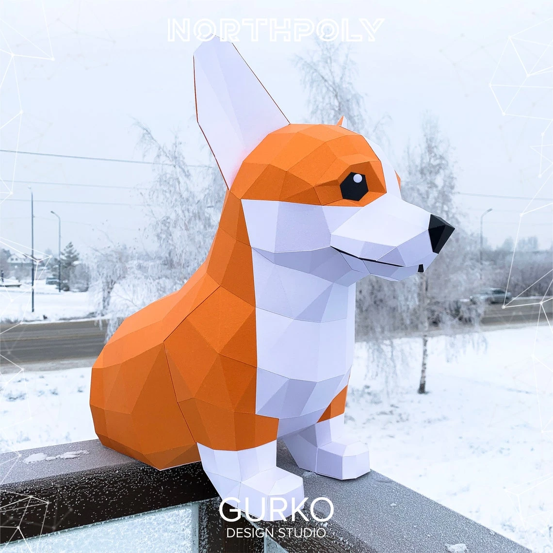 Papercraft Corgi Puppy, Dog, Pdf, Gurko, Pepakura, Template, 3D Origami, Paper Sculpture, Low Poly, DIY Craft