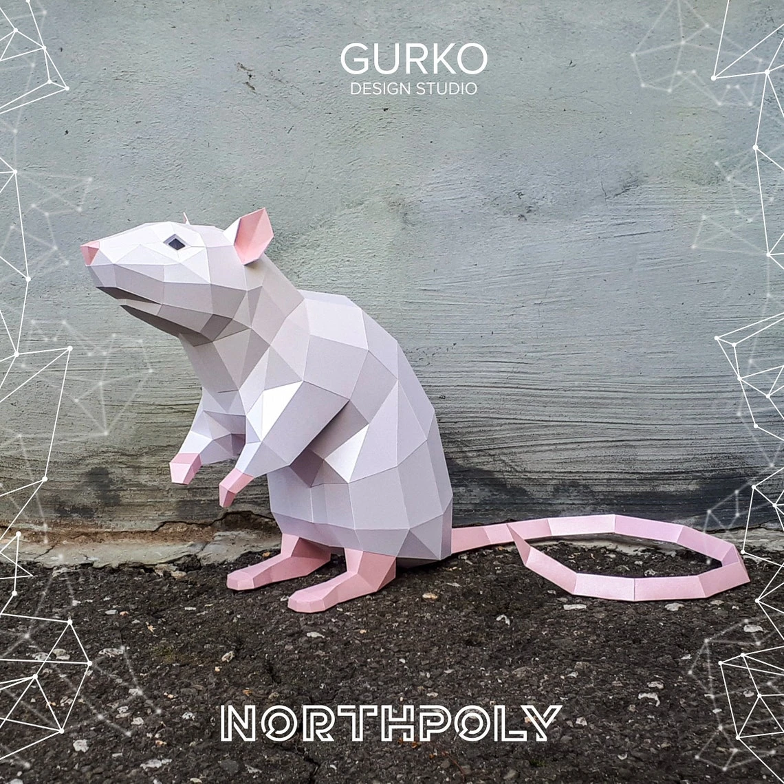 Papercraft Rat On Hind Legs, Mouse, Pdf, Gurko, Pepakura, Template, 3D Origami, Paper Sculpture, Low Poly, DIY Craft