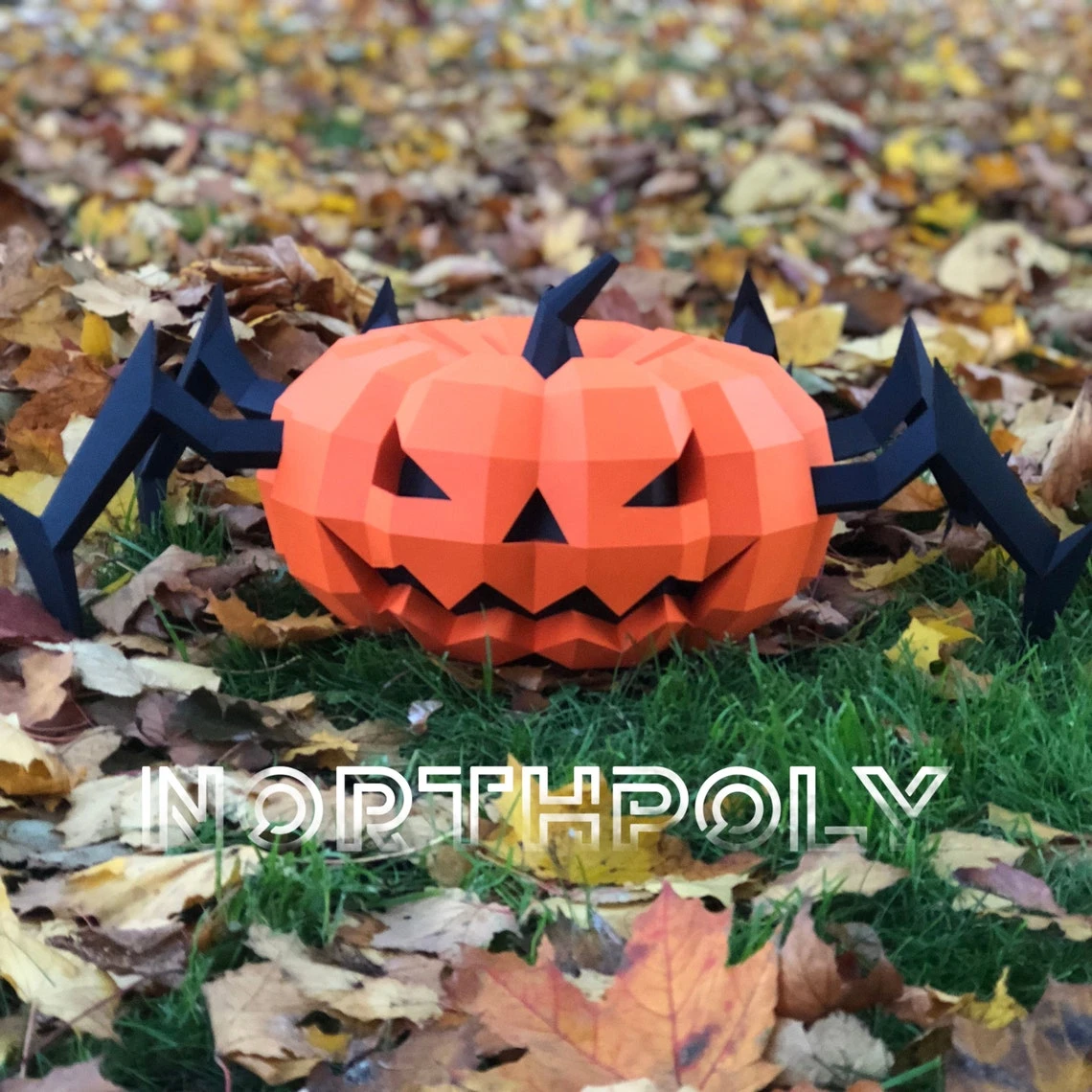 Pumpkin-Spider Papercraft, Halloween, Pdf, Gurko, Pepakura, Template, 3D Origami, Paper Sculpture, Low Poly, DIY Craft