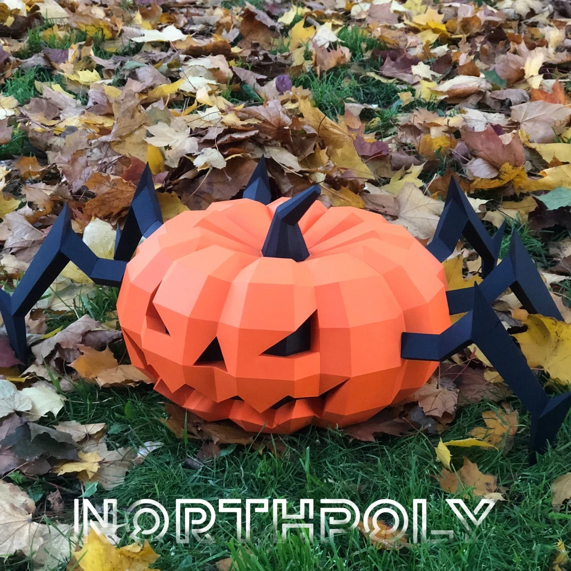 Pumpkin-Spider Papercraft, Halloween, Pdf, Gurko, Pepakura, Template, 3D Origami, Paper Sculpture, Low Poly, DIY Craft