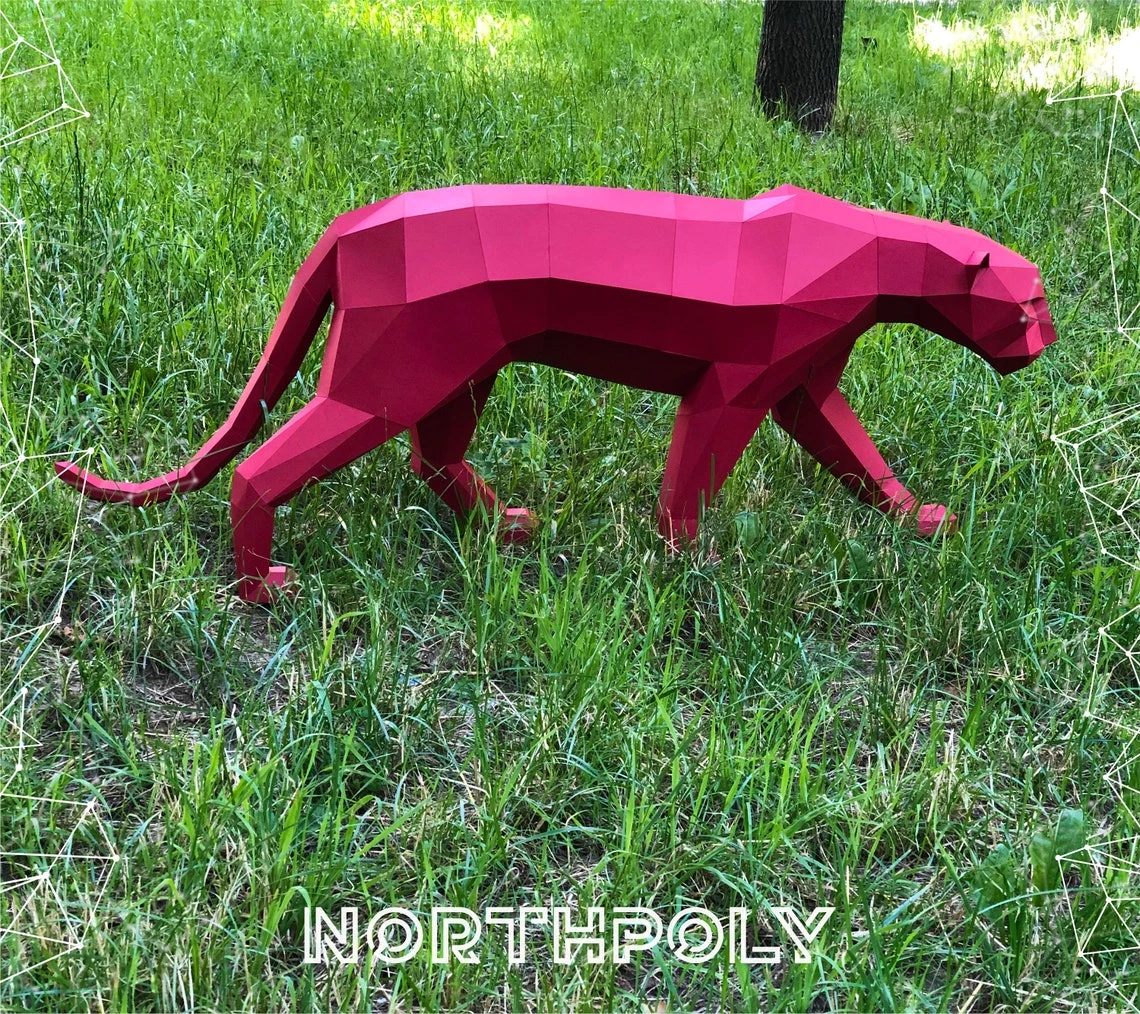 Panther Papercraft, Pdf, Gurko, 3D Origami, Paper Sculpture, Low Poly, DIY, Pepakura, DIY Craft, DIY origami