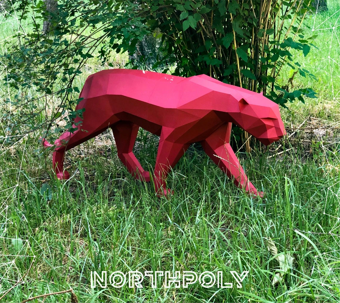 Panther Papercraft, Pdf, Gurko, 3D Origami, Paper Sculpture, Low Poly, DIY, Pepakura, DIY Craft, DIY origami