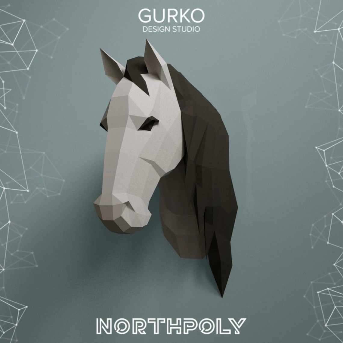 Unicorn Head Papercraft, Pdf, Gurko, Pepakura, Template, 3D Origami, Paper Sculpture, Low Poly, DIY Craft