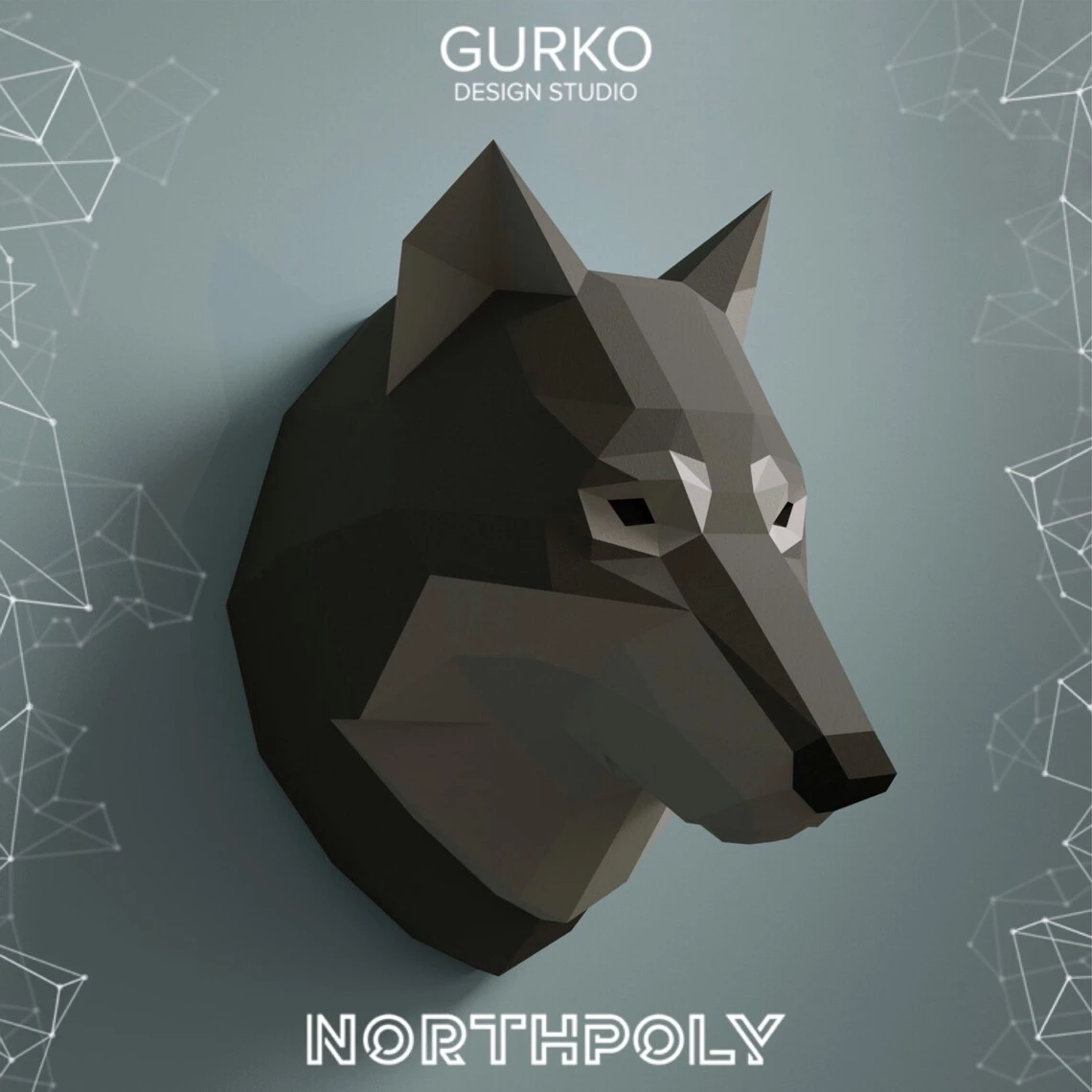 Wolf Head Papercraft, Pdf, Gurko, Pepakura, Template, 3D Origami, Paper Sculpture, Low Poly, DIY Craft