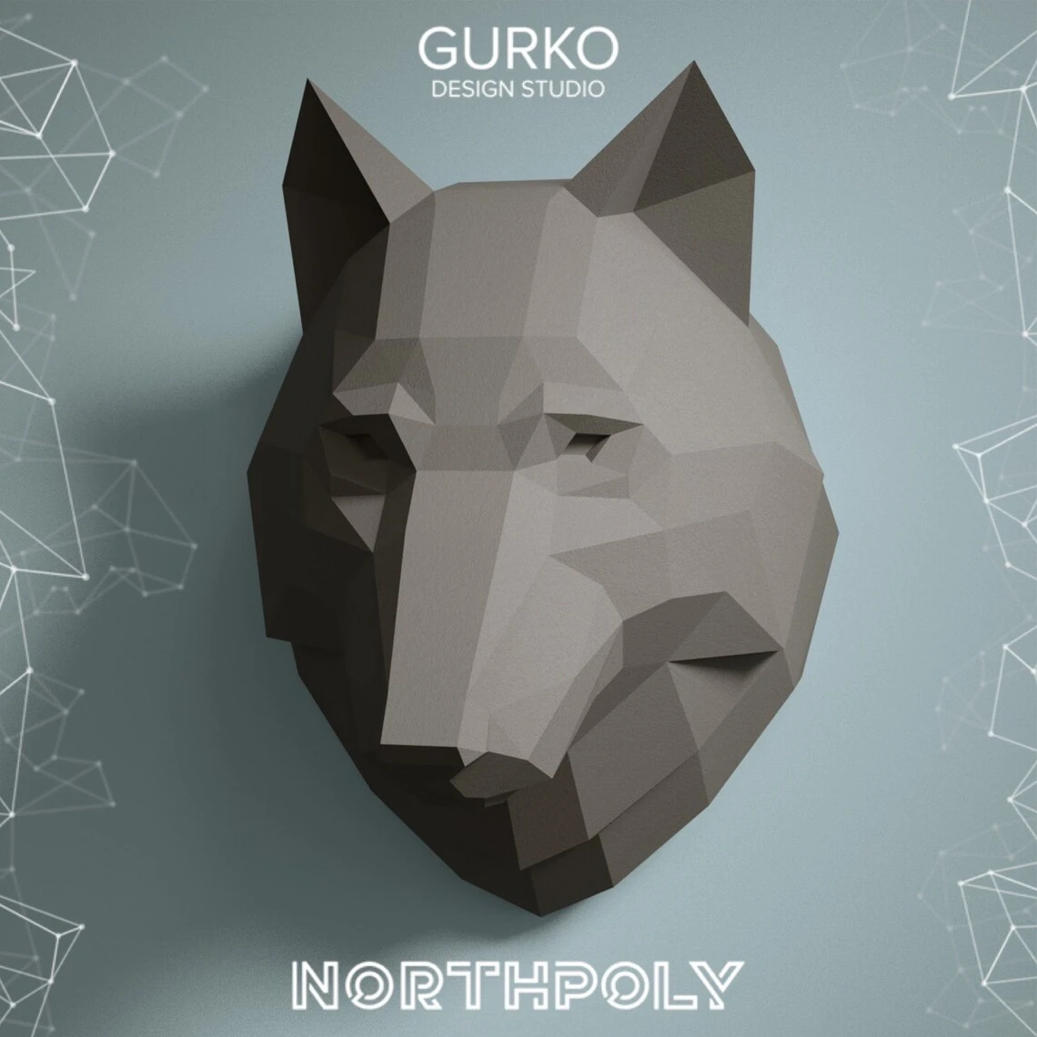 Wolf Head Papercraft, Pdf, Gurko, Pepakura, Template, 3D Origami, Paper Sculpture, Low Poly, DIY Craft