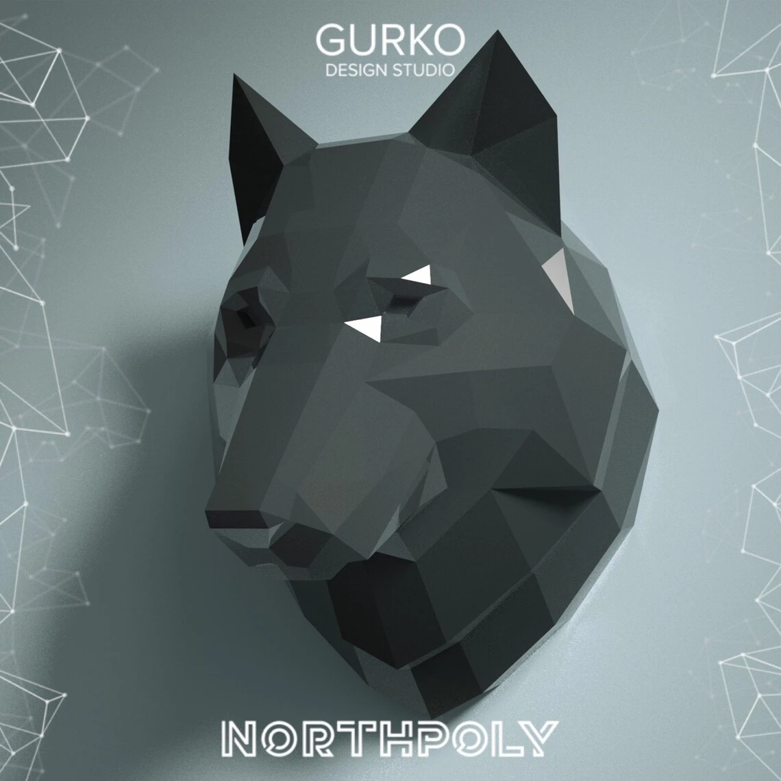 Wolf Head Papercraft, Pdf, Gurko, Pepakura, Template, 3D Origami, Paper Sculpture, Low Poly, DIY Craft