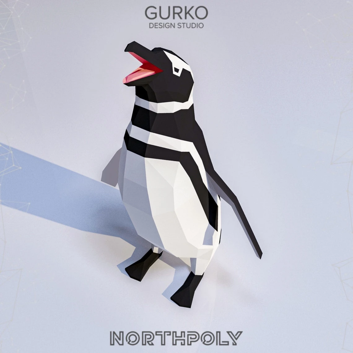 Screaming Magellanic Penguin Papercraft, Pdf, Gurko, Pepakura, Template, 3D Origami, Paper Sculpture, Low Poly, DIY Craft