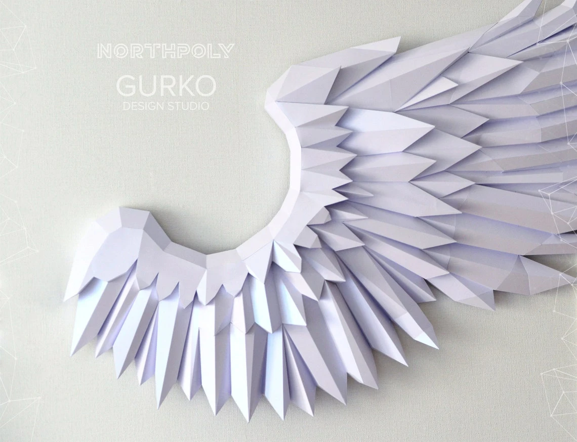 Angel Wings Papercraft, Pdf, Gurko, Pepakura, Template, 3D Origami, Paper Sculpture, Low Poly, DIY Craft