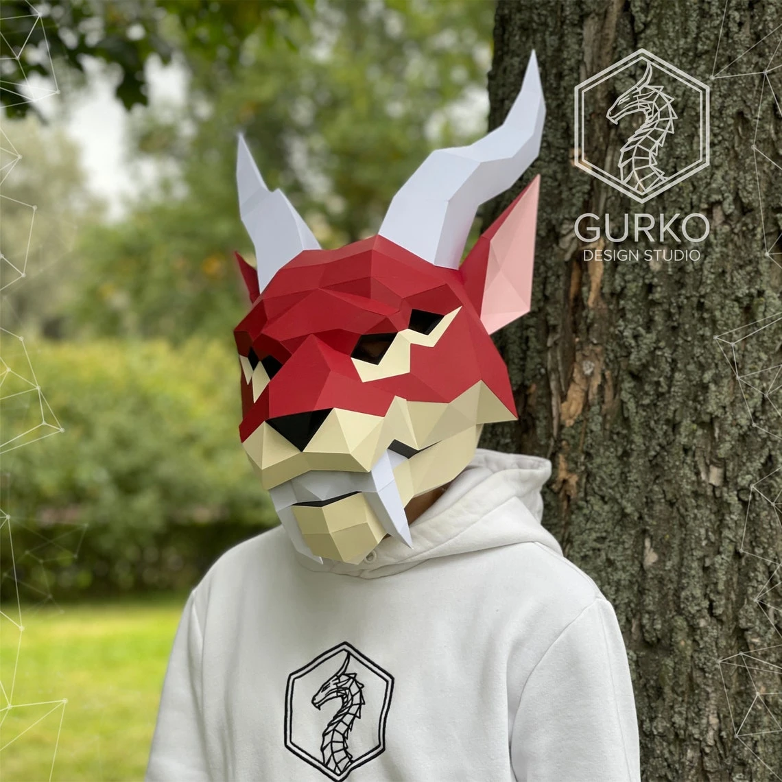 Chimera Mask Papercraft, Cat Mask, Pdf, Gurko, Pepakura, Template, 3D Origami, Paper Sculpture, Low Poly, DIY Craft