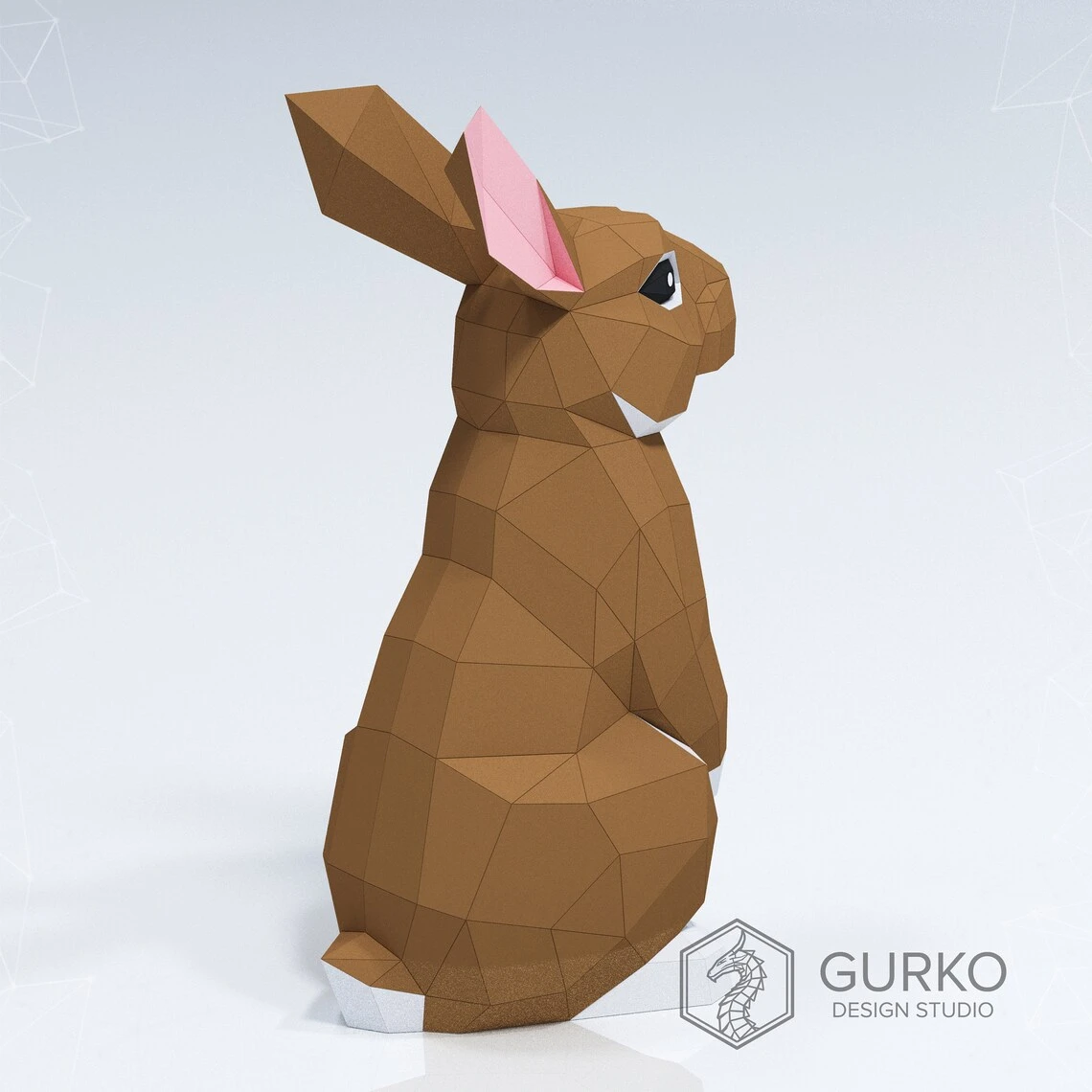 Standing Rabbit Papercraft, Hare, Pdf, Gurko, Pepakura, Template, 3D Origami, Paper Sculpture, Low Poly, DIY Craft