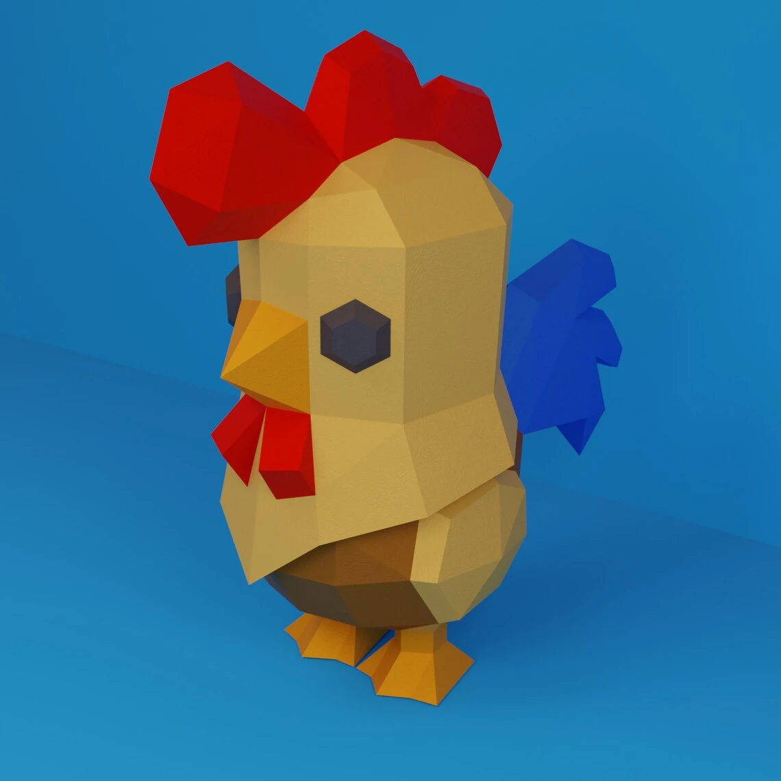 3D Low Poly Rooster DIY | Printable Papercraft | Unique Geometric Decoration | Original Gift | Relaxing Craft | PDF model